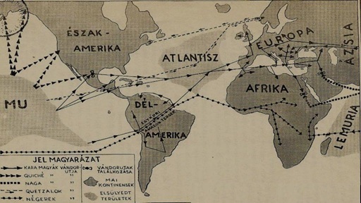 Mapa con la supuesta ubicación de Lemuria y los otros continentes perdidos.